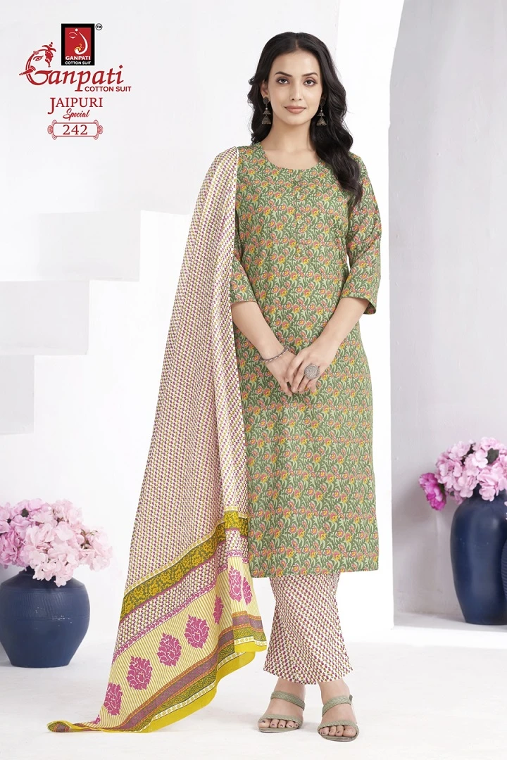 Ganpati Jaipuri Special Vol 10 Pure Cotton Wholesale Readymade Salwar Suit Catalog — Wholesale Salwar Suits, Ganpati wholesale from Surat — view 8